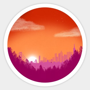 Subtle Lesbian Pride Flag Landscape Sticker